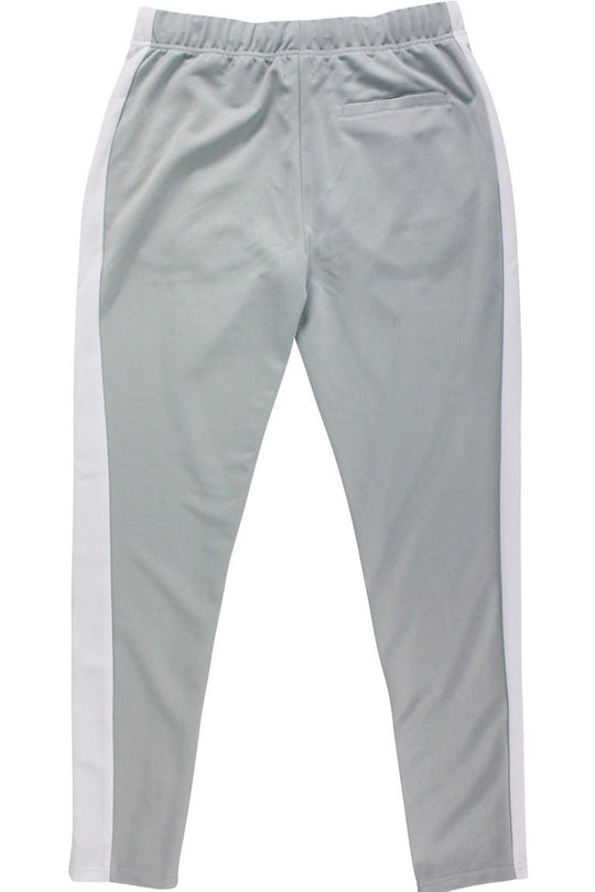 Premium Side Stripe Zip Pocket Track Pants (Grey - White) - Zamage
