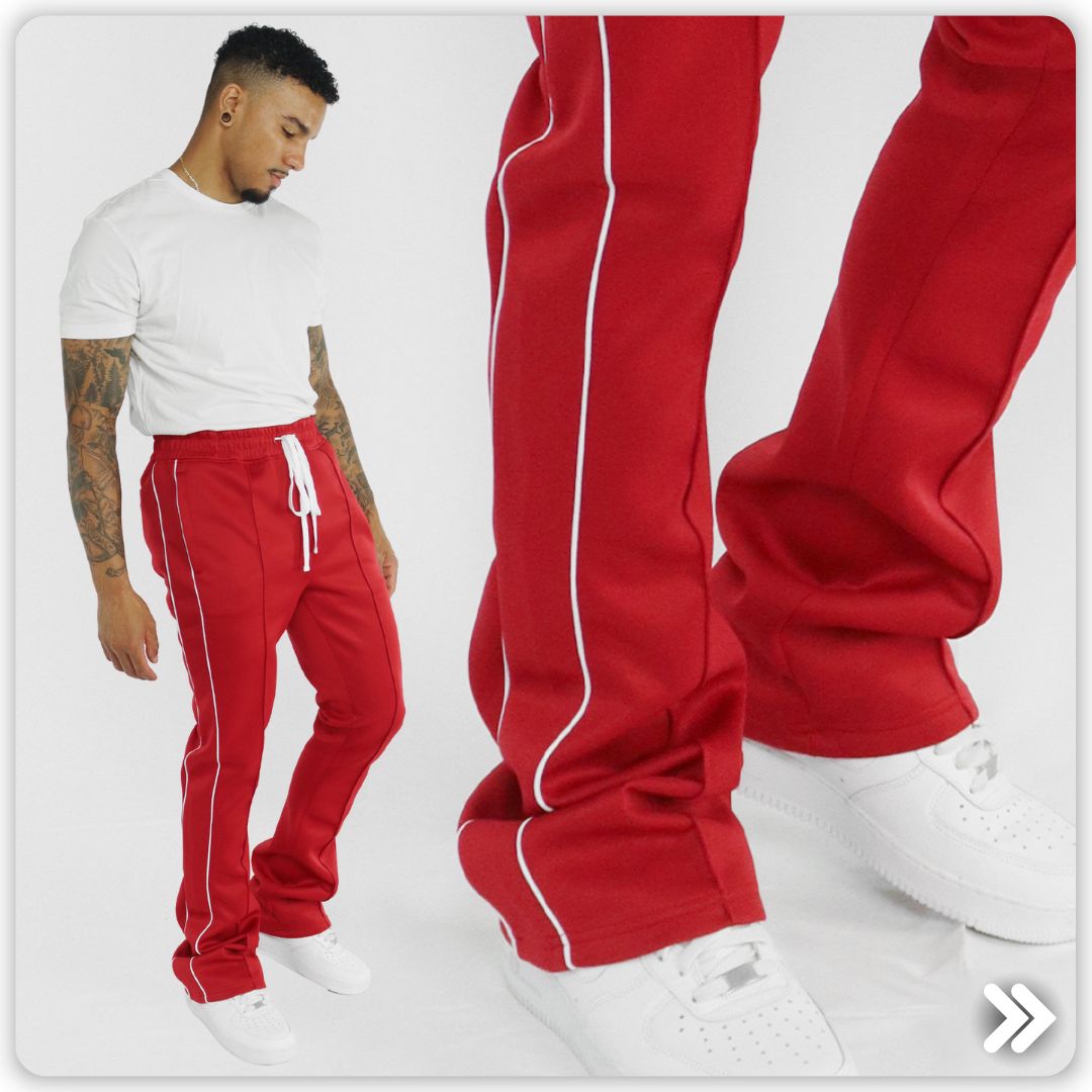 stacked track pants mens