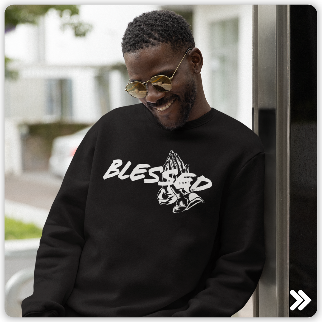 Secure the "Blessed" Vibe with Zamage's Crewneck Sweatshirt