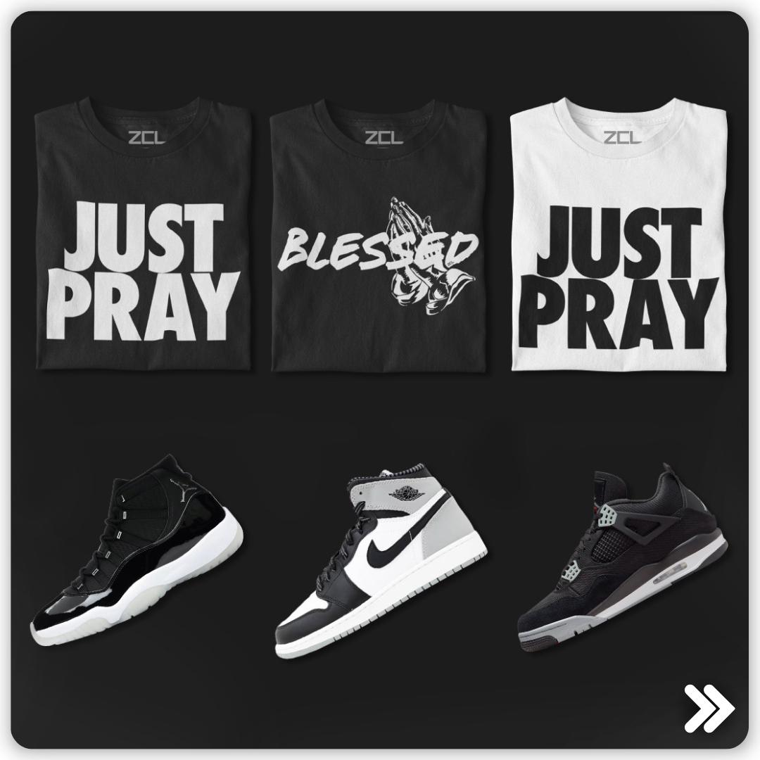 Matching Jordans with our "Blessed" and "Just Pray" Tees: A Guide