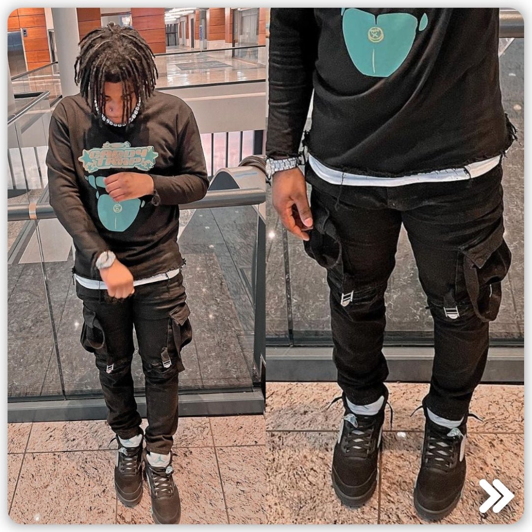 Cargo Pocket Black Wash Denim: Functional Style for the Modern Fit - Zamage