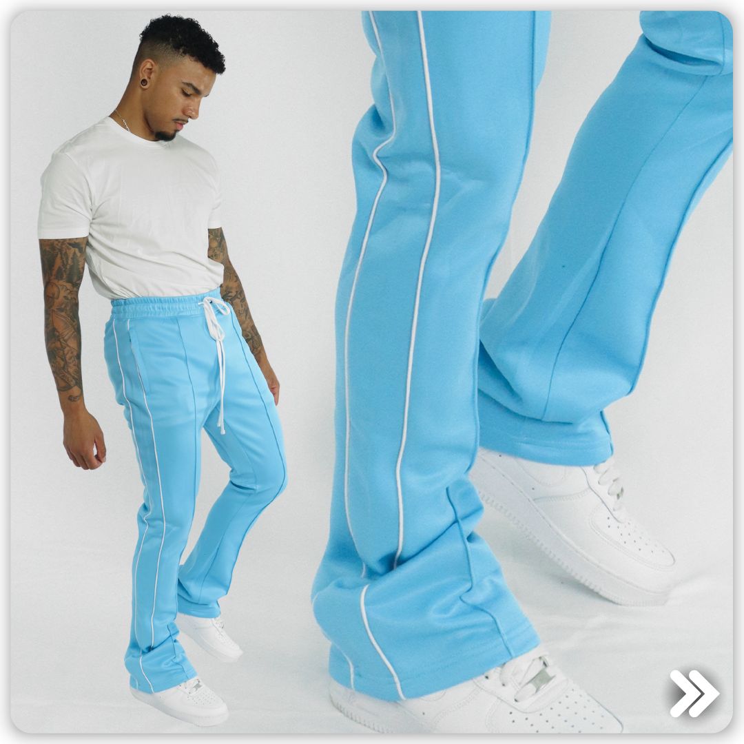 stacked track pants mens streetwear
