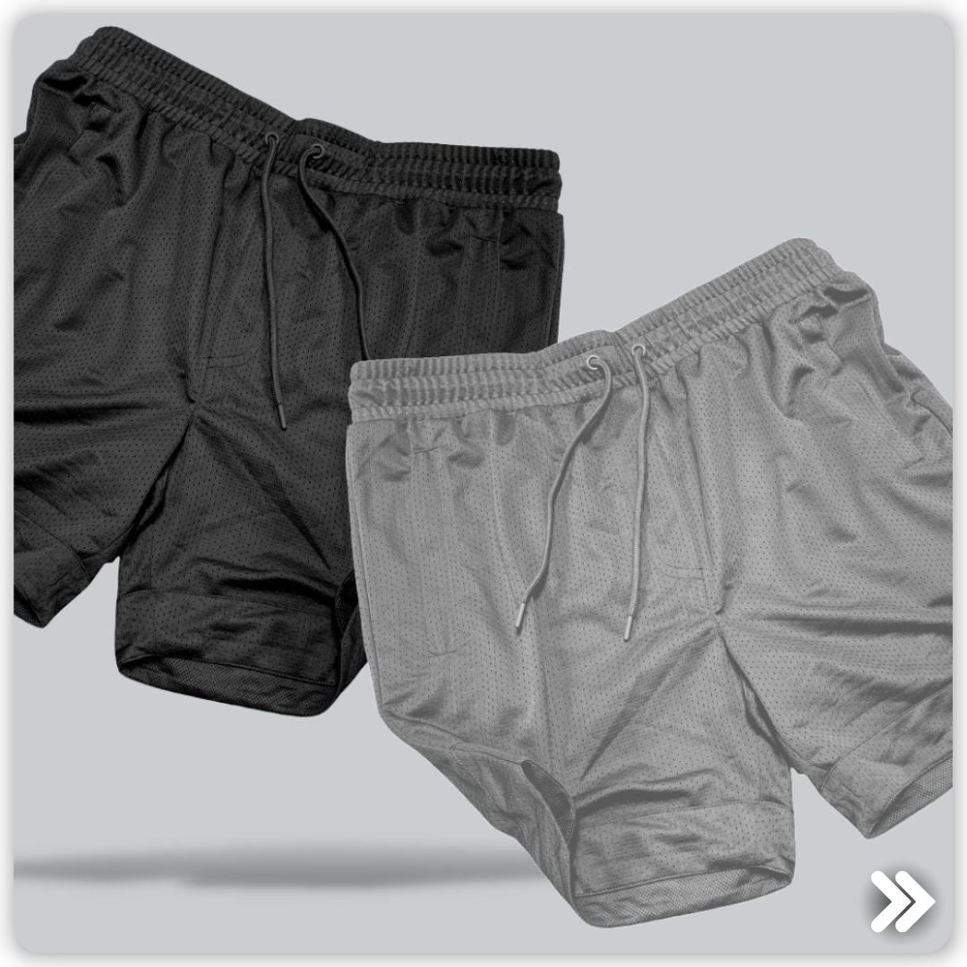 zip pocket mesh shorts