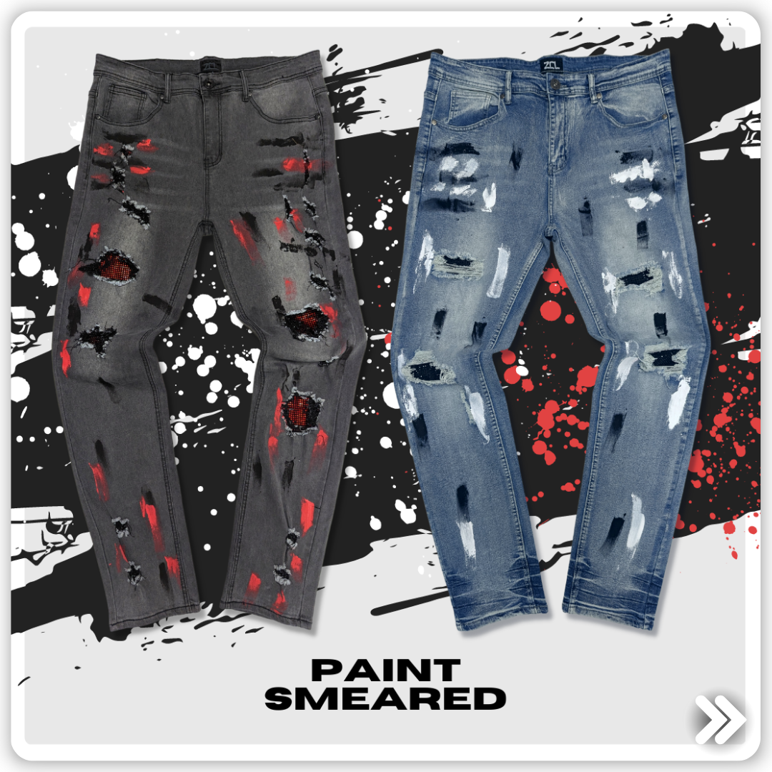 Adding Edge to Your Fit: The Paint Smeared Rhinestone Denim Trend