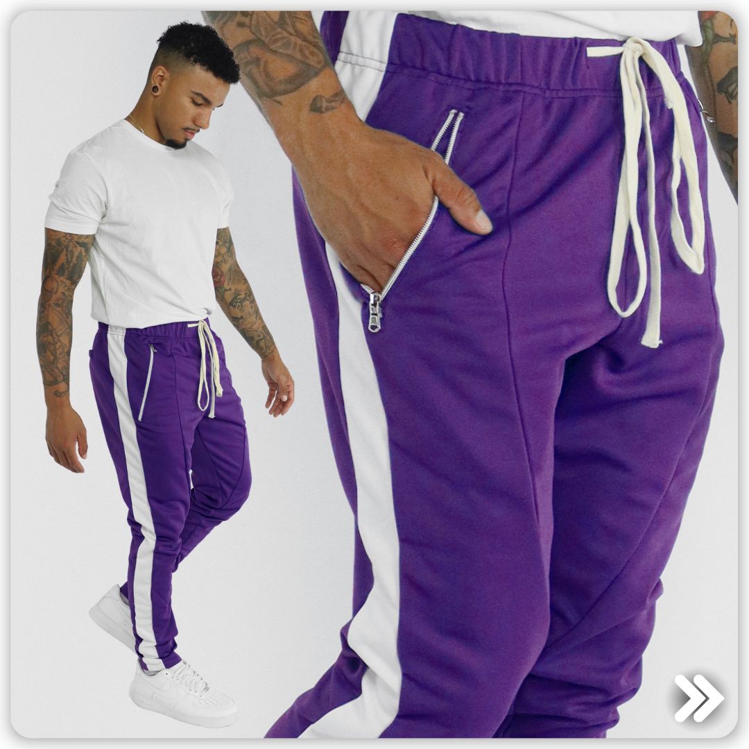 Zamage's Purple Side Stripe Track Pants