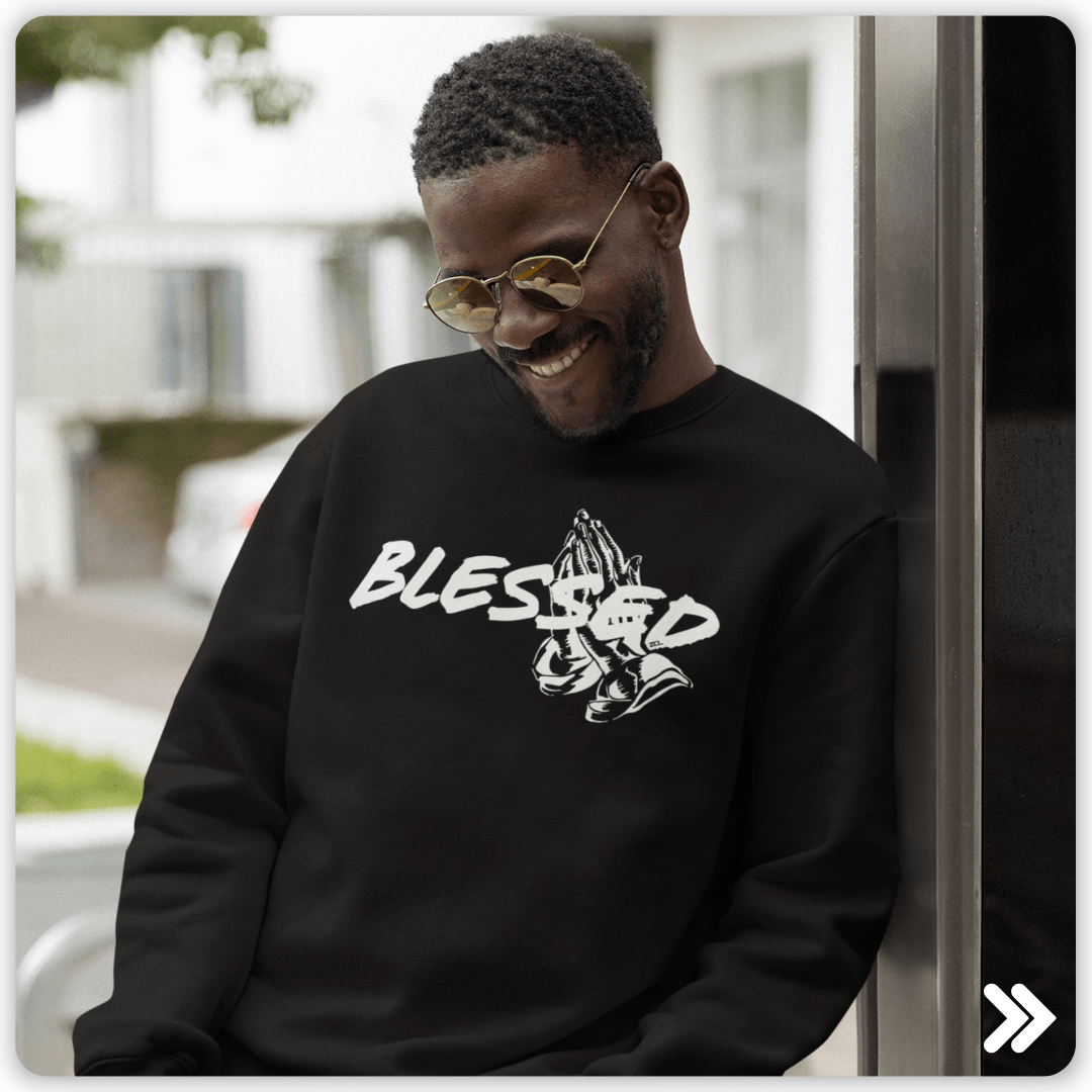 Secure the "Blessed" Vibe with Zamage's Crewneck Sweatshirt - Zamage