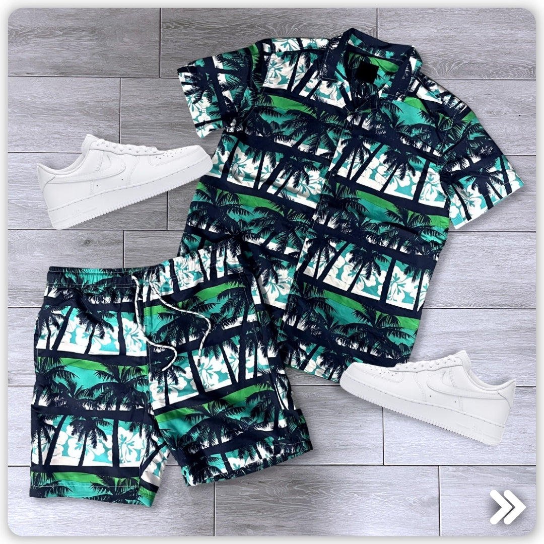 Bring the Heat to Your Summer Wardrobe with Zamage's Button Up Tropical Top and Shorts Drop