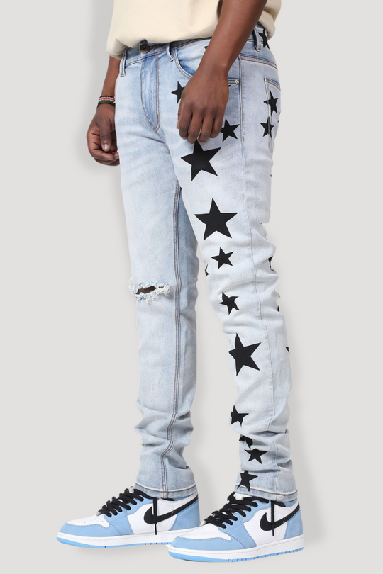 Printed Star Denim (Blue Wash)