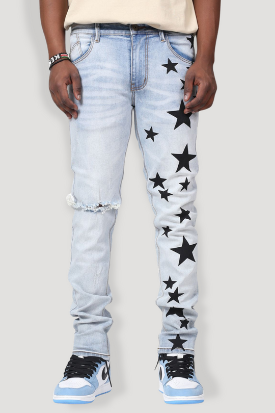 Printed Star Denim (Blue Wash)