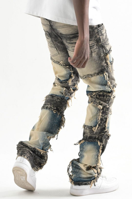 Multi Washed Pannel Stacked Denim (Vintage) (T4106)