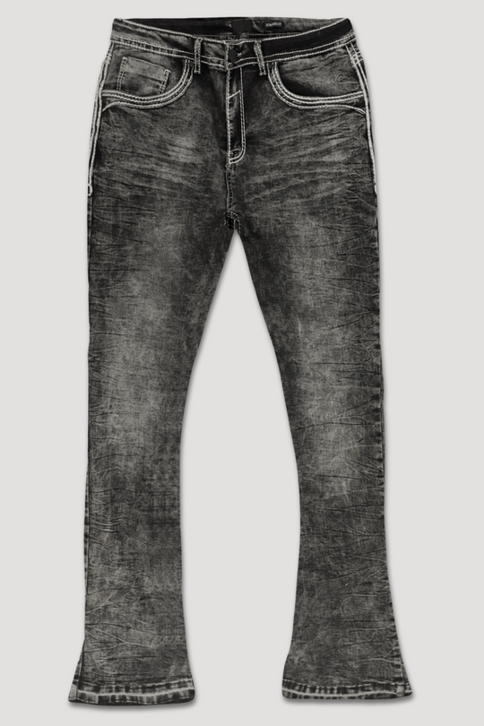 Crater Fade Stacked Denim (Black Wash)