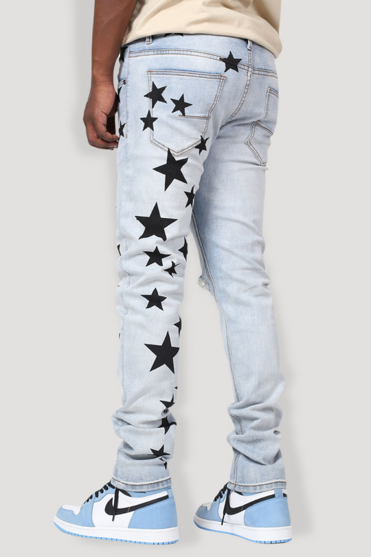 Printed Star Denim (Blue Wash)