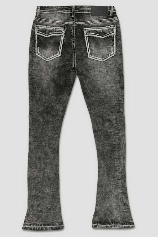 Crater Fade Stacked Denim (Black Wash)