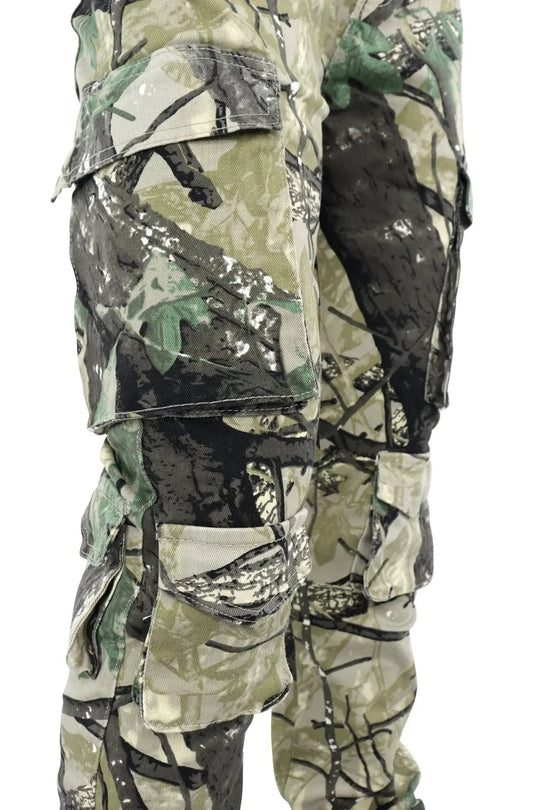 Vortex Cargo Stacked Denim Jeans (Woodland Camo)