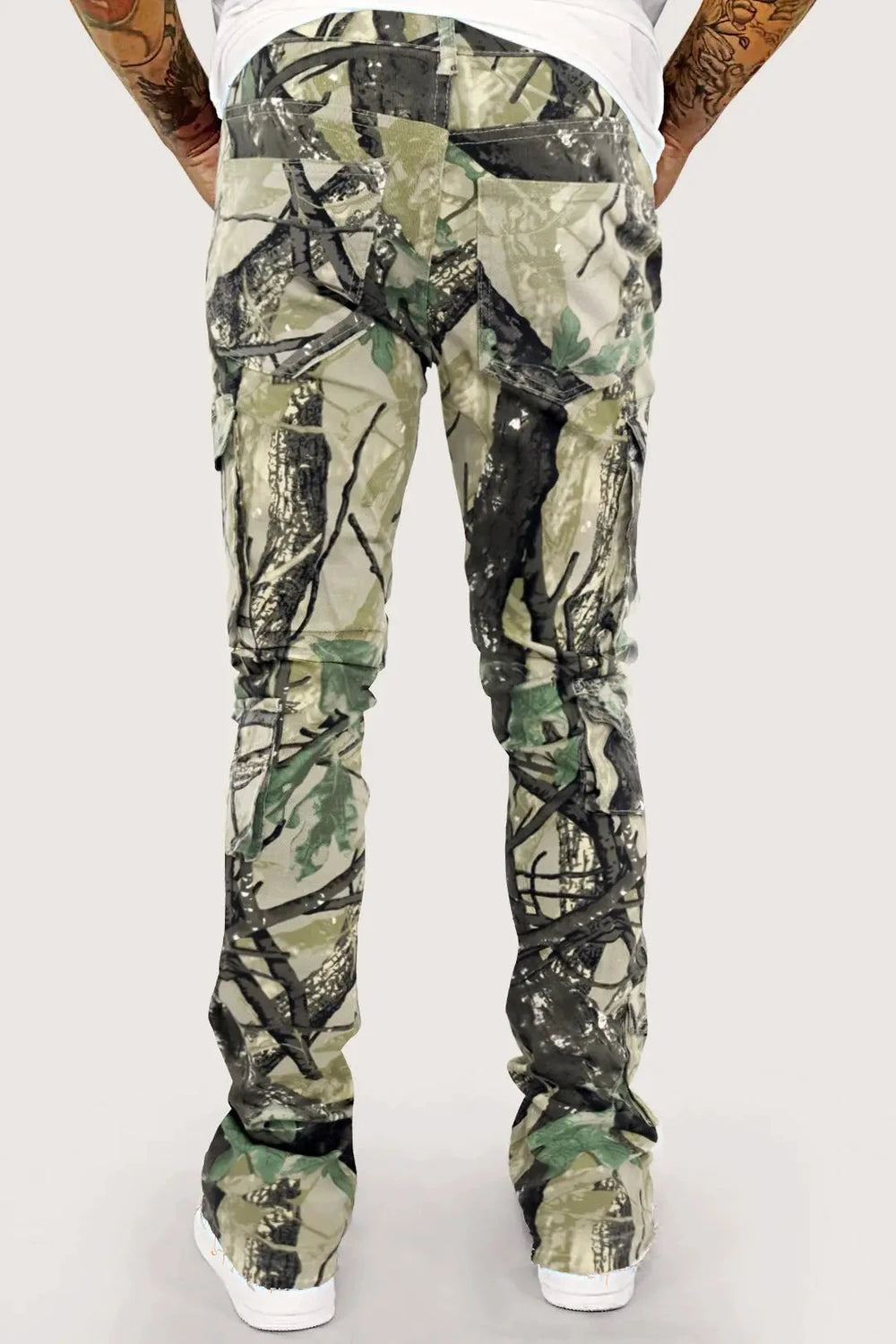 Vortex Cargo Stacked Denim Jeans (Woodland Camo)