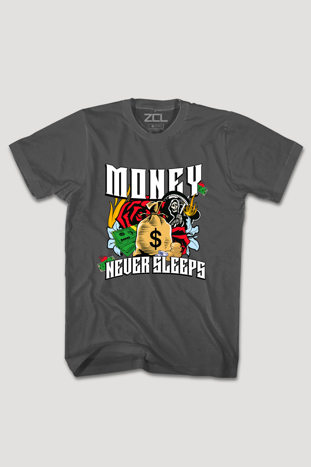 Money Never Sleeps-shirt (veelkleurig logo)