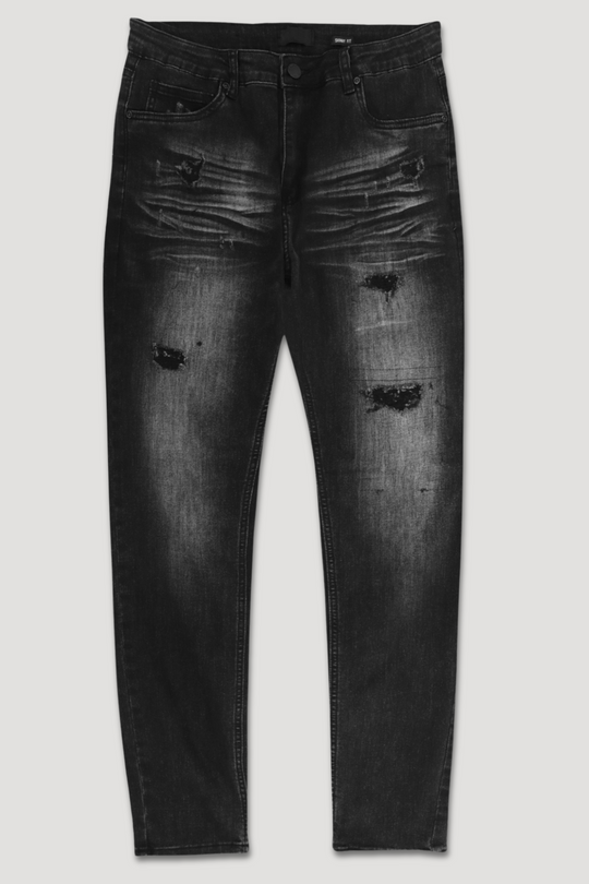 Distressed Denim (Black Wash) (M8344D) - Zamage