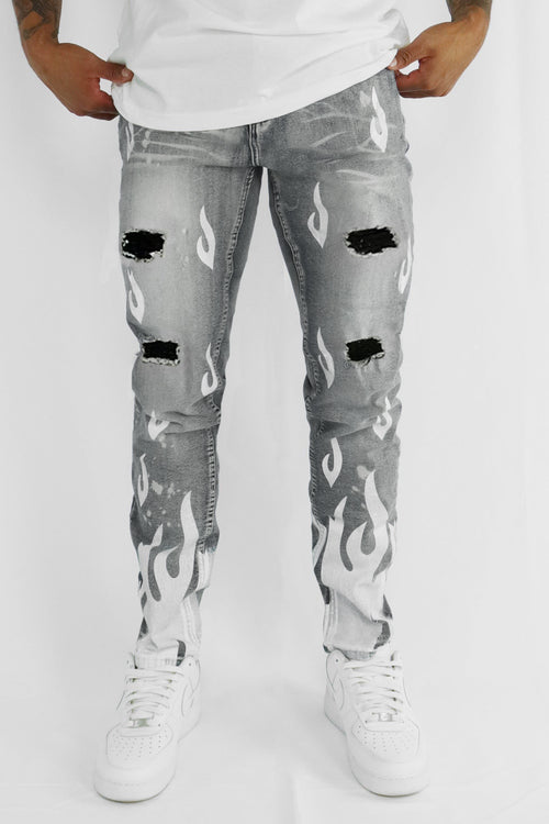 Rising Flame Denim (Grey Wash) - Zamage