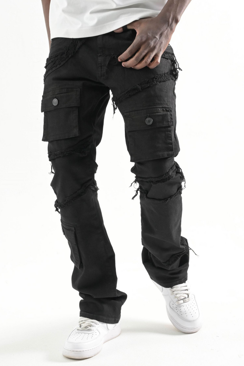 Twill Pocket Stacked Denim (Jet Black) (T4109)