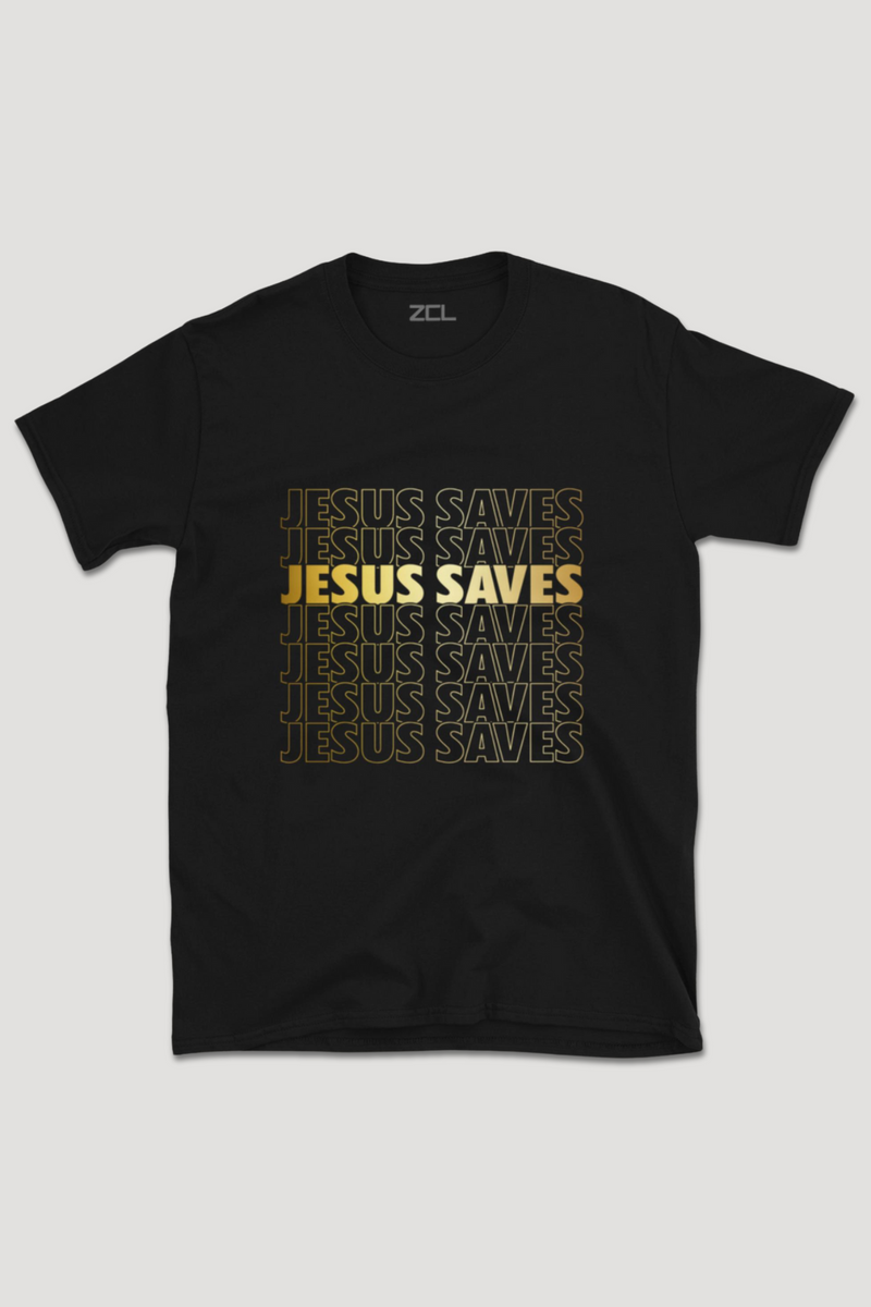 Jesus Saves Tee (Gold Logo)