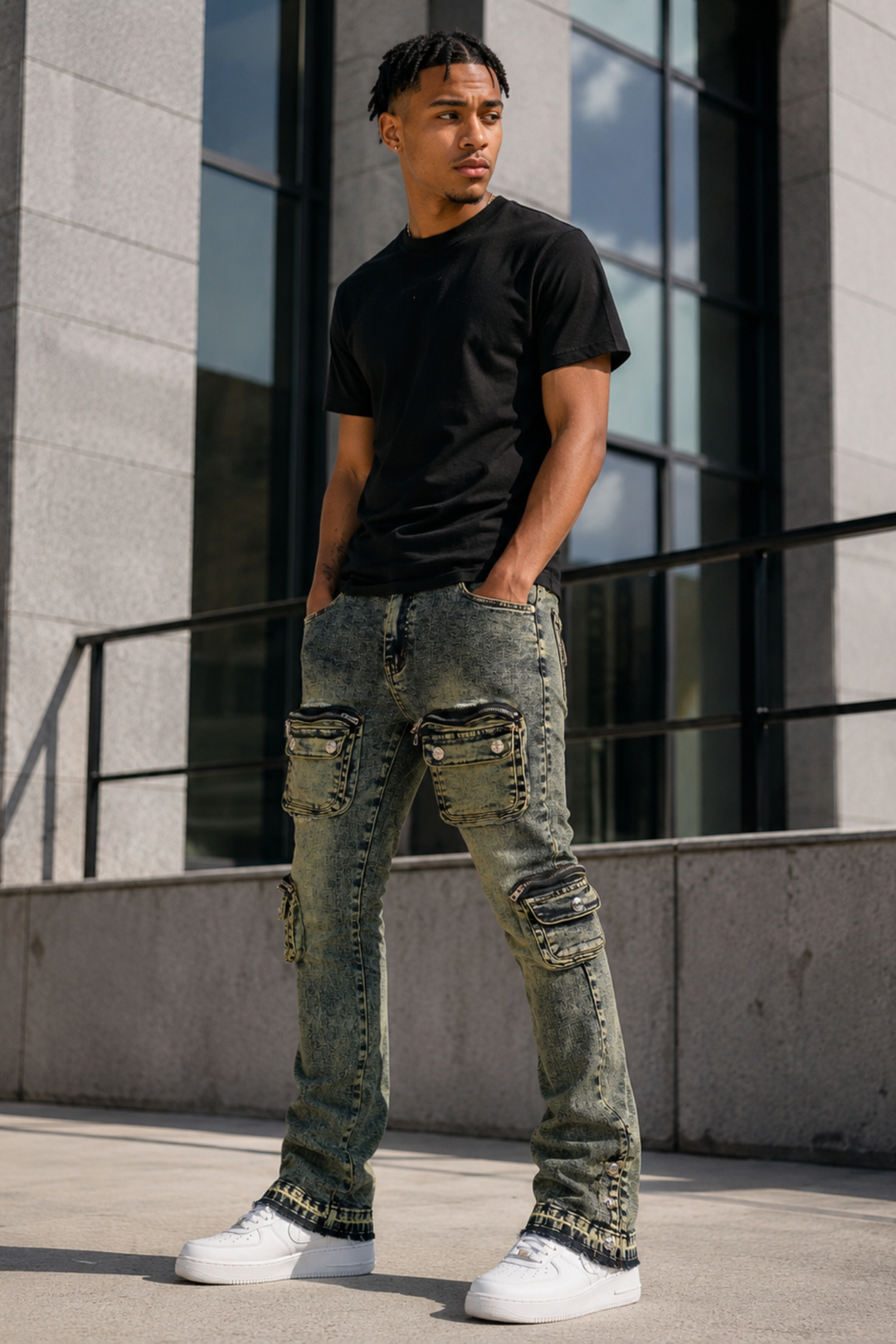 Dover Cargo Stacked Denim (Vintage Blue)