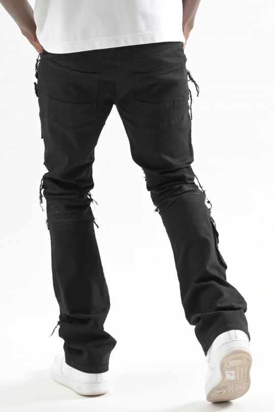 Twill Pocket Stacked Denim (Jet Black) (T4109)