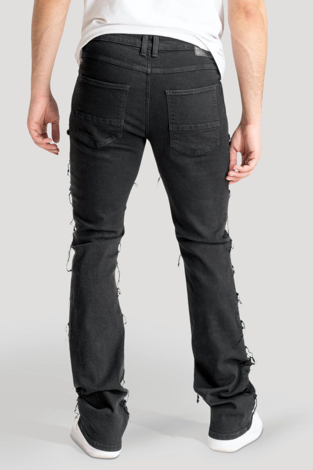 Distressed Layered Stacked Denim (Jet Black) (S3016)