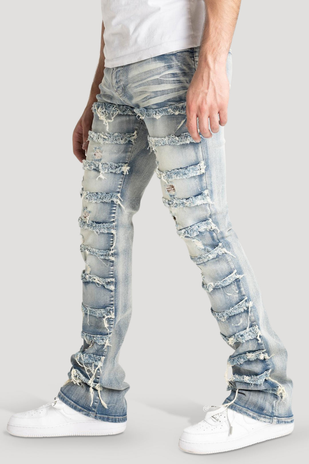 Distressed Layered Stacked Denim (Tint) (S3016)