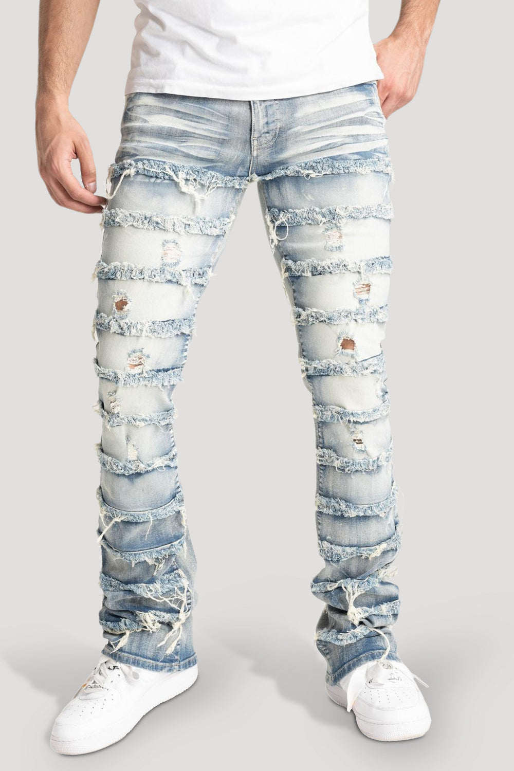 Distressed Layered Stacked Denim (Tint) (S3016)