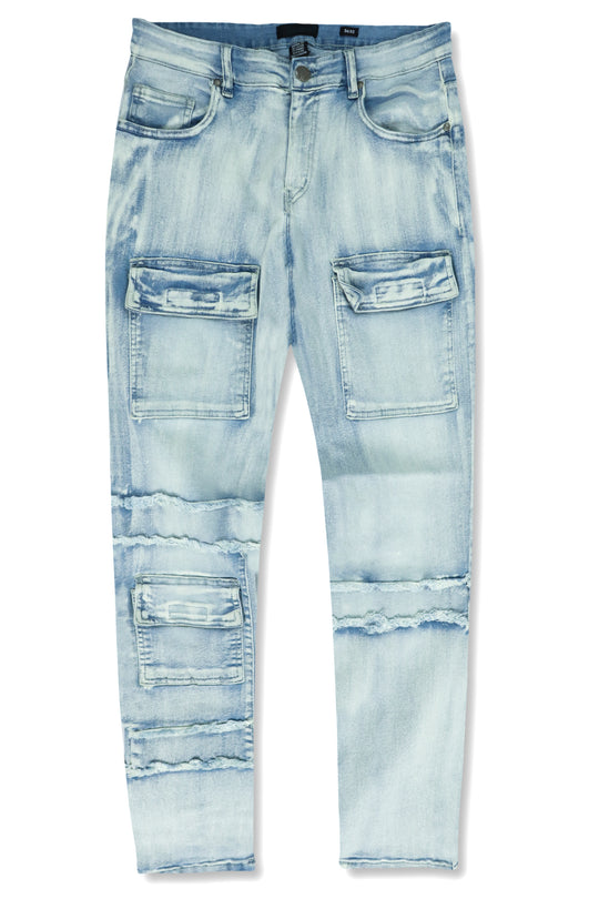 Cargo Shredded Denim (Ice Blue)