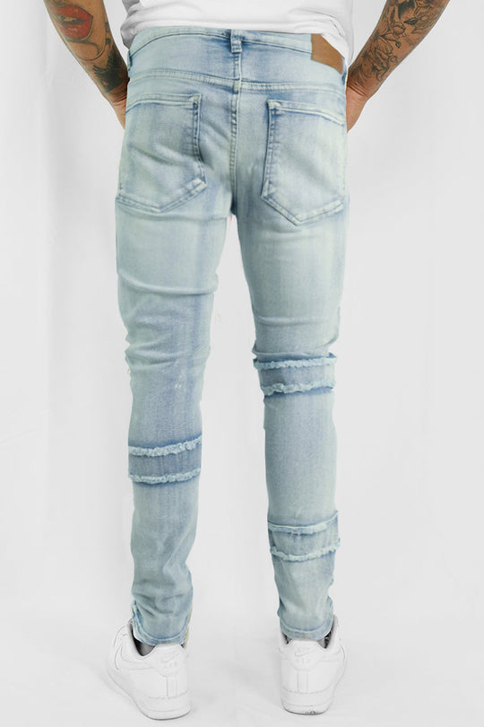 Cargo Shredded Denim (Ice Blue)