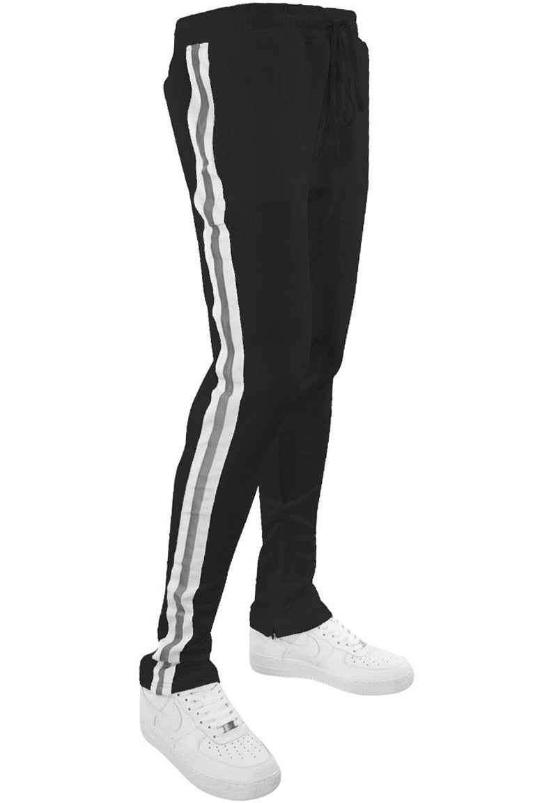 Reflective Stripe Track Pants (Black) - Zamage