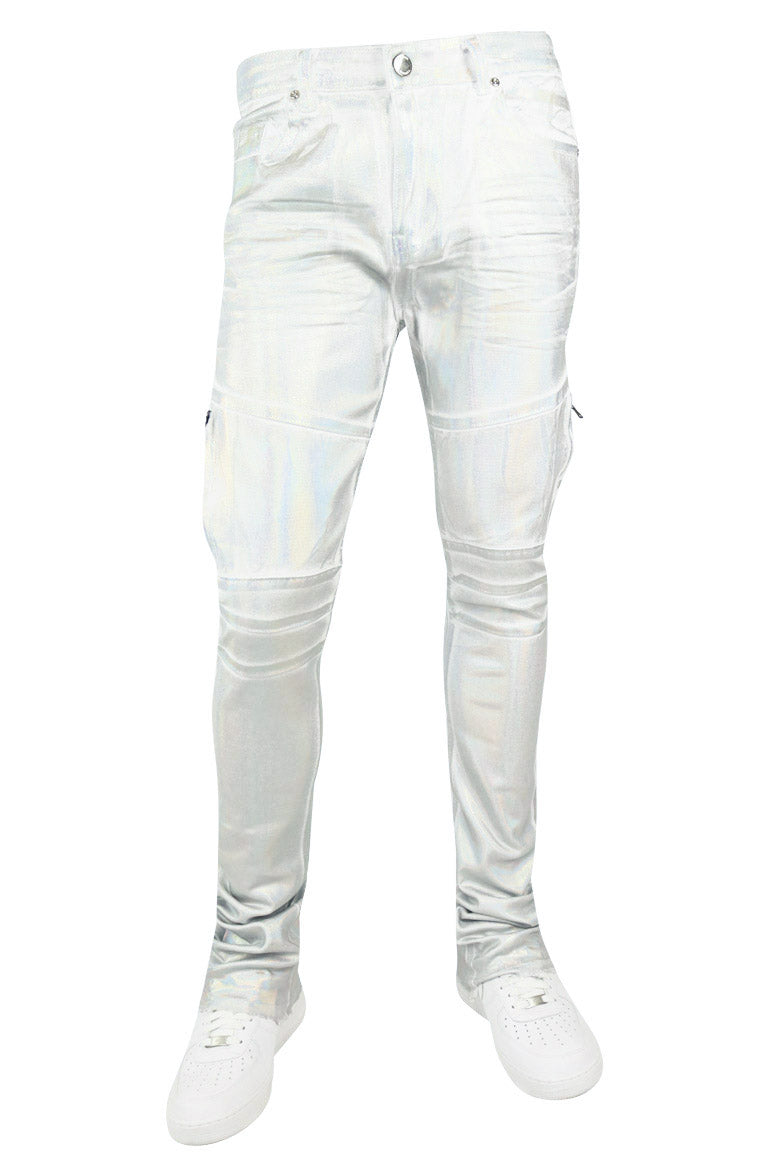 Go All Out Stacked Denim (White) (M5771T) - Zamage