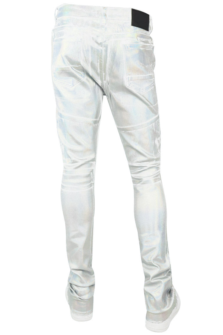 Go All Out Stacked Denim (White) (M5771T) - Zamage