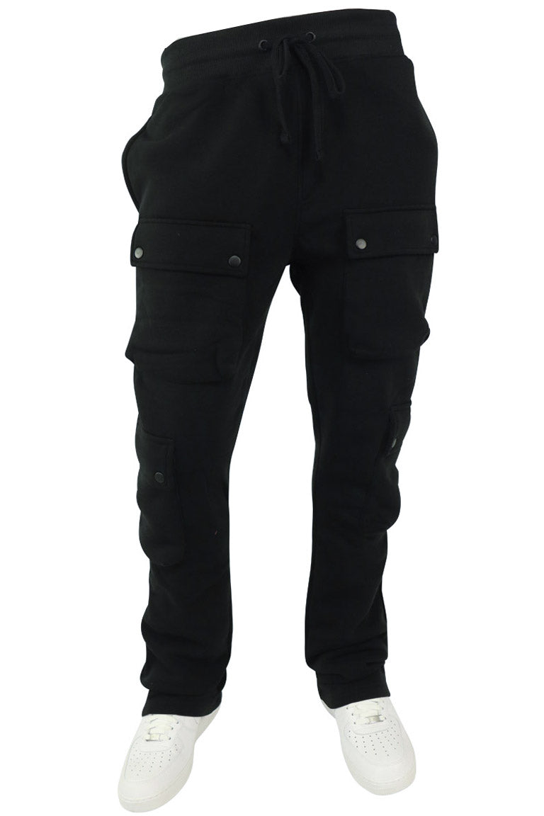 Stacked Cargo Fleece Pant (Black)