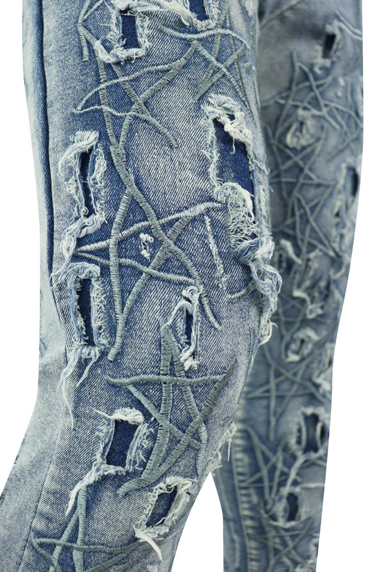 Stars On The Stacked Denim (Blue Wash)