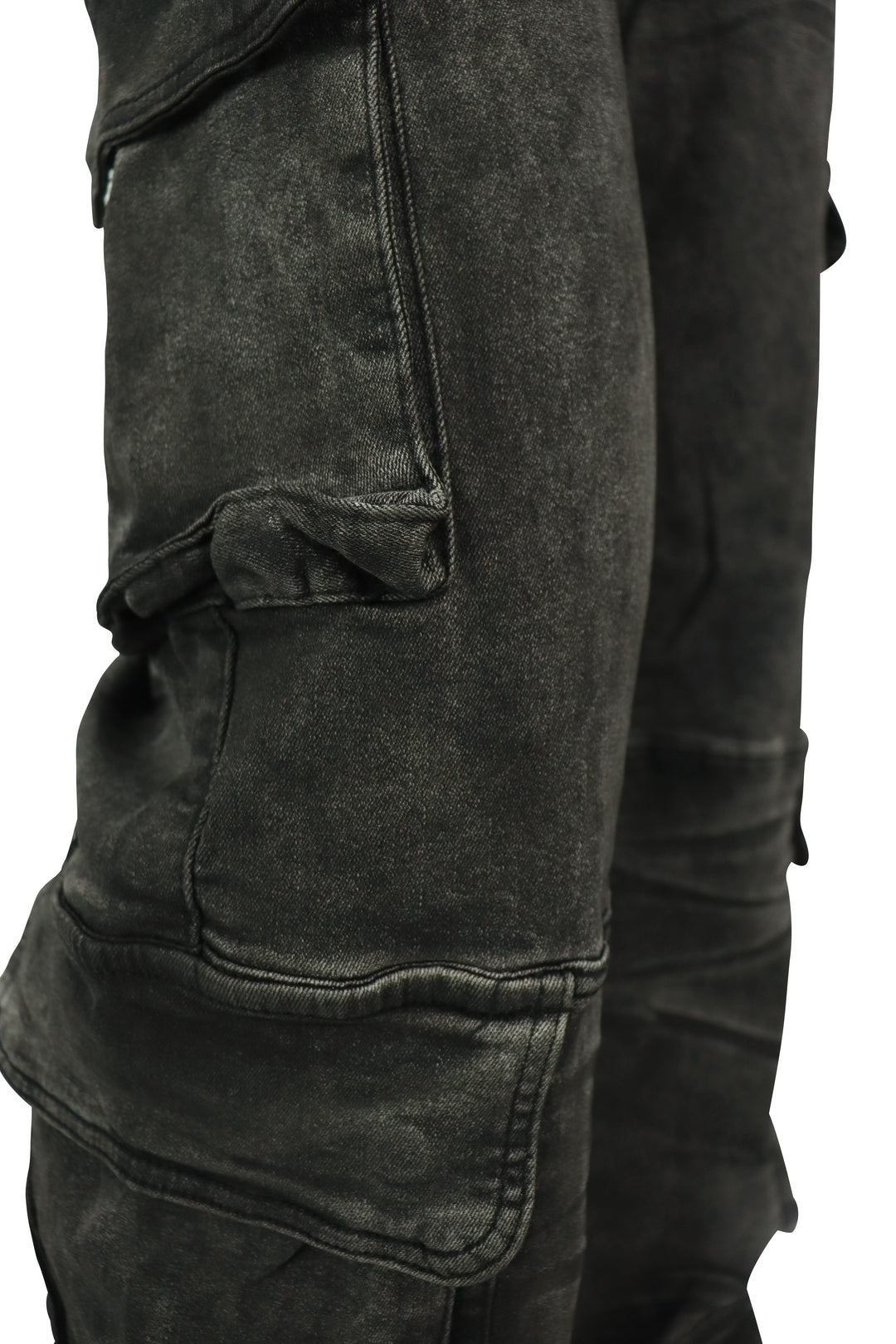 Relaxed Cargo Baggy Fit Denim (Zwart Bleek) (M8256D)