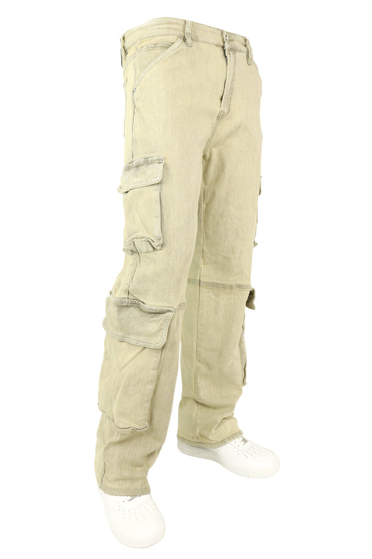 Relaxed Cargo Baggy Fit Denim (Grey Sand Wash) (M8256D)