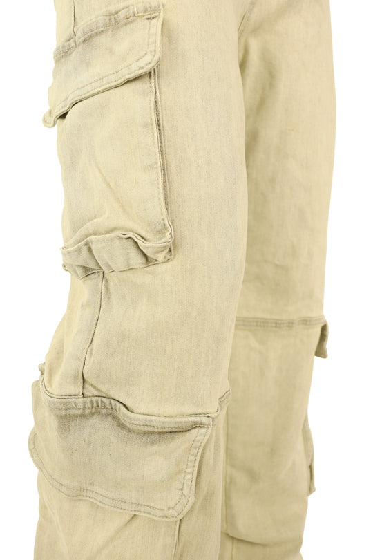 Relaxed Cargo Baggy Fit Denim (Grijs Zand Wash) (M8256D)