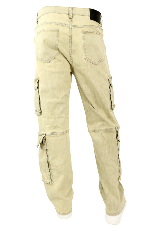 Relaxed Cargo Baggy Fit Denim (Grijs Zand Wash) (M8256D)