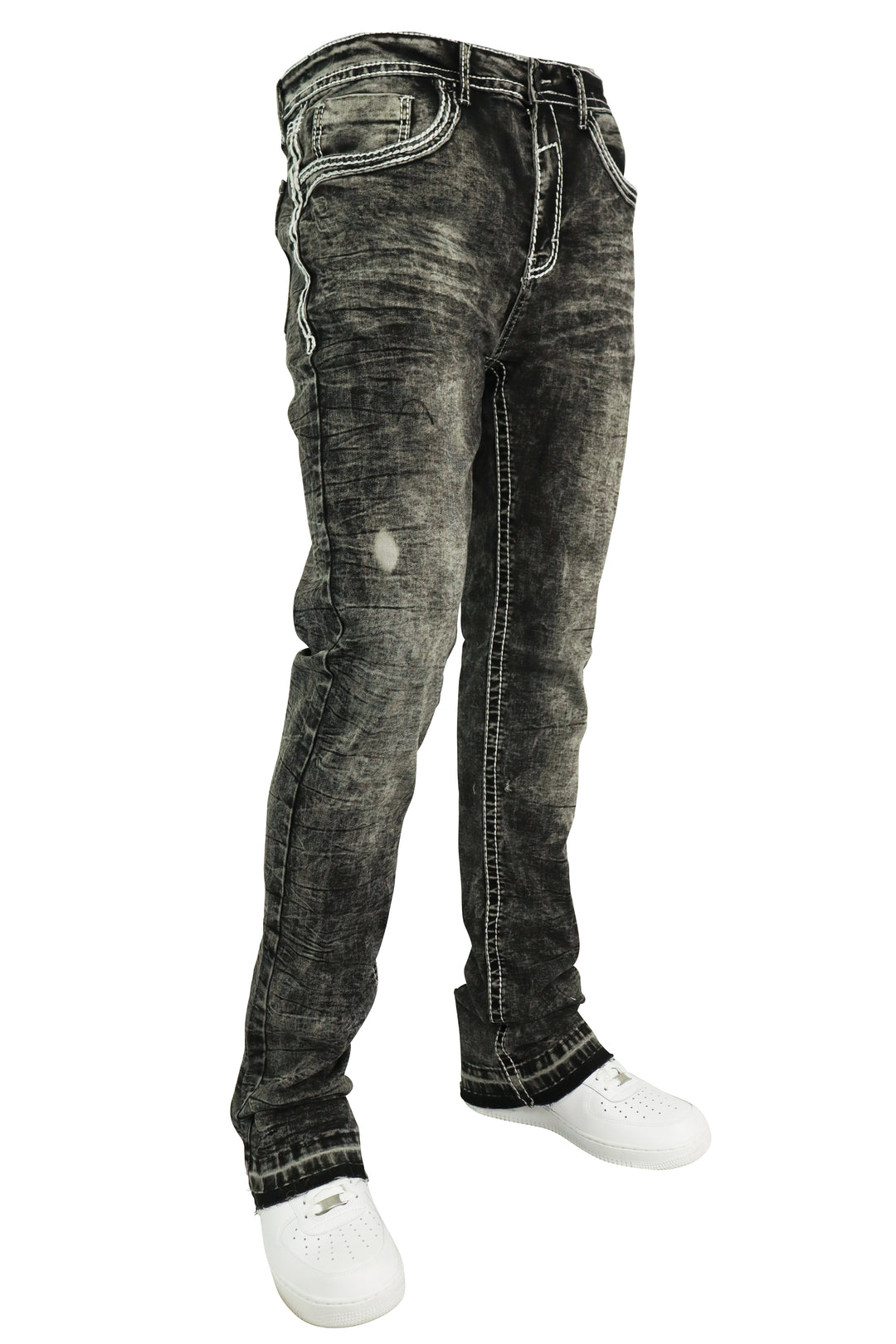 Crater Fade Stacked Denim (Black Wash)