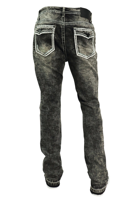 Crater Fade Stacked Denim (Black Wash)