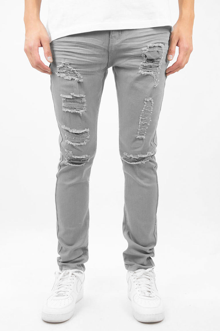 From The Trenches Ripped & Repaired Denim (Grey) (100-620) - Zamage