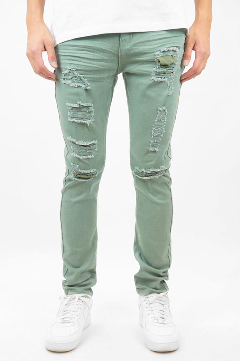 From The Trenches Ripped & Repaired Denim (Army) (100-620) - Zamage