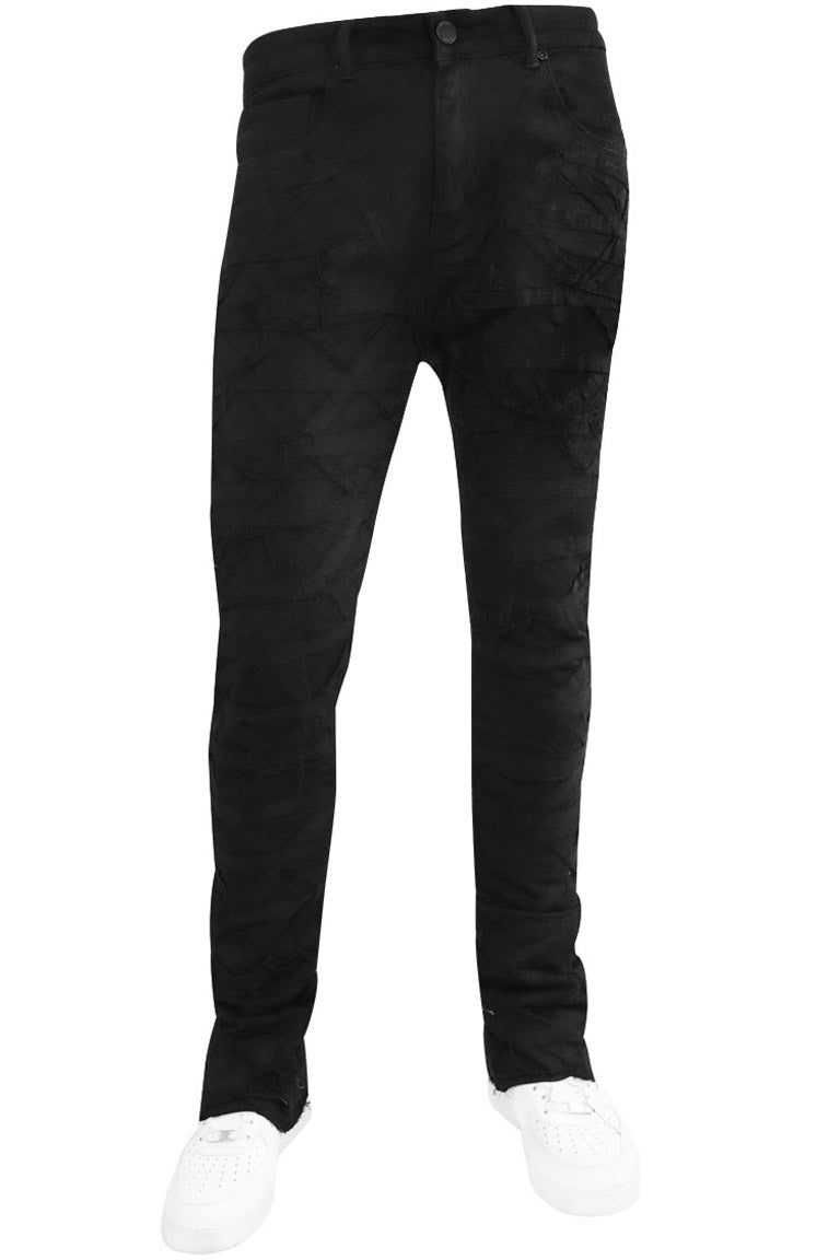 X'D Shredded Stacked Denim (Jet Black) - Zamage