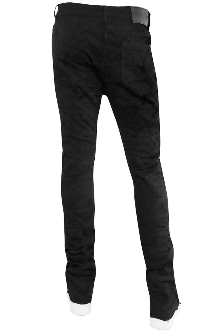 X'D Shredded Stacked Denim (Jet Black) - Zamage