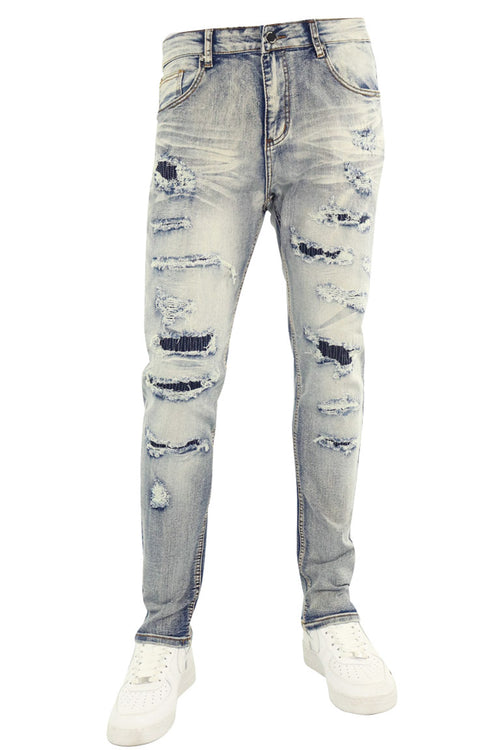 Faded Skinny Denim (Blue Wash) - Zamage