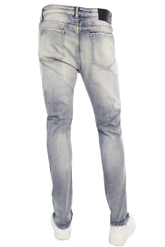 Faded Skinny Denim (Blue Wash) - Zamage