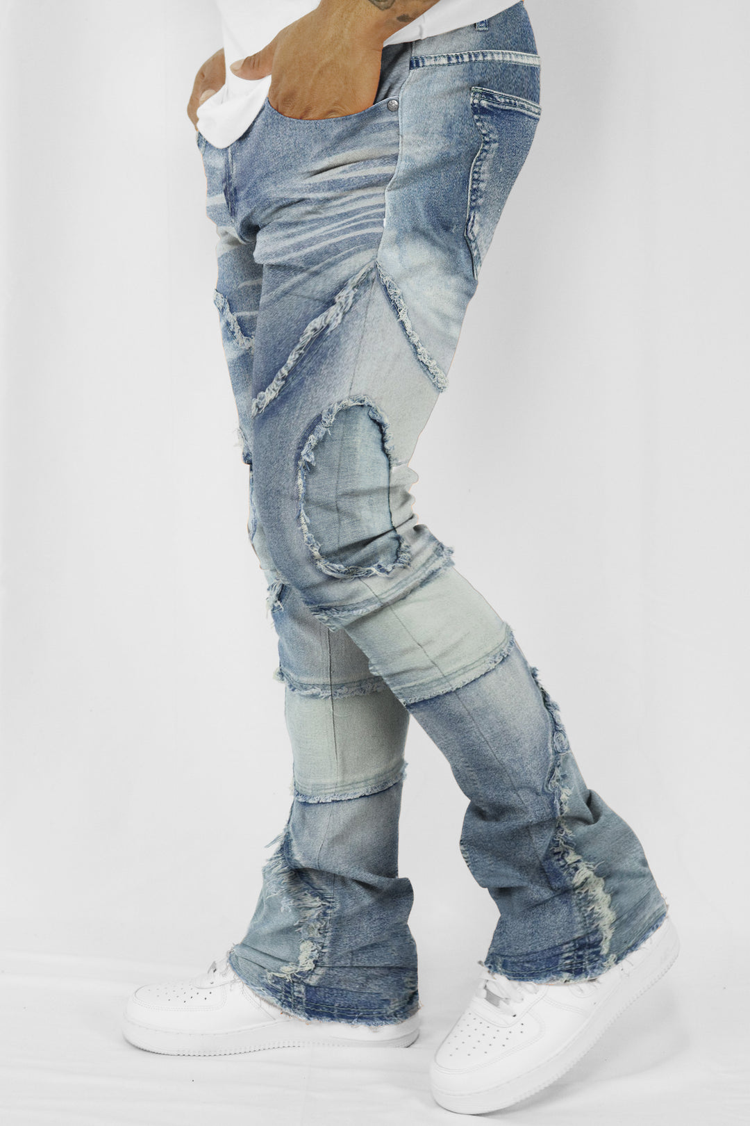 Dual Shade Stacked Denim (Blue)