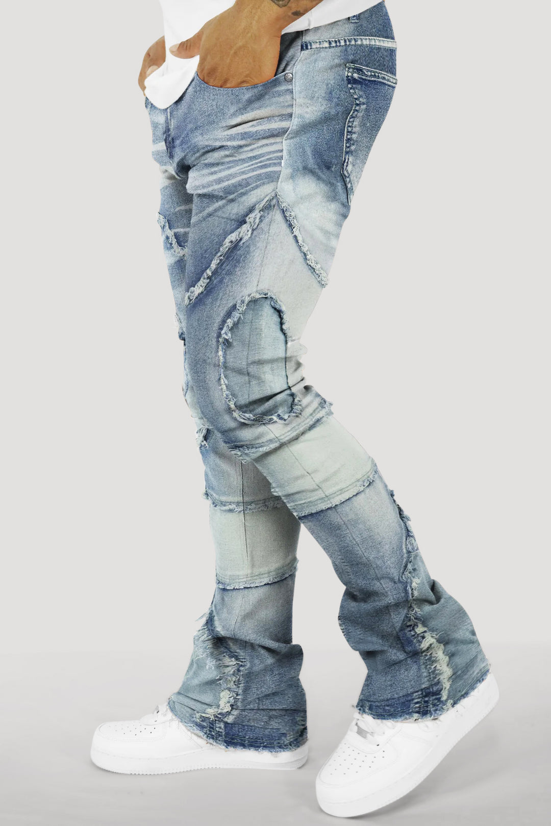 Dual Shade Stacked Denim (Blue)